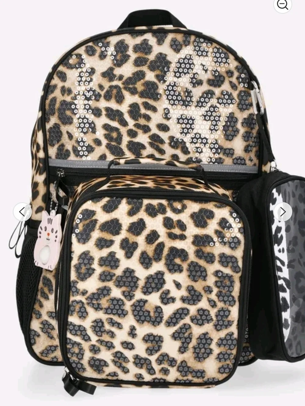 Leopard Print Sequin Men's Backpack - Black & Tan